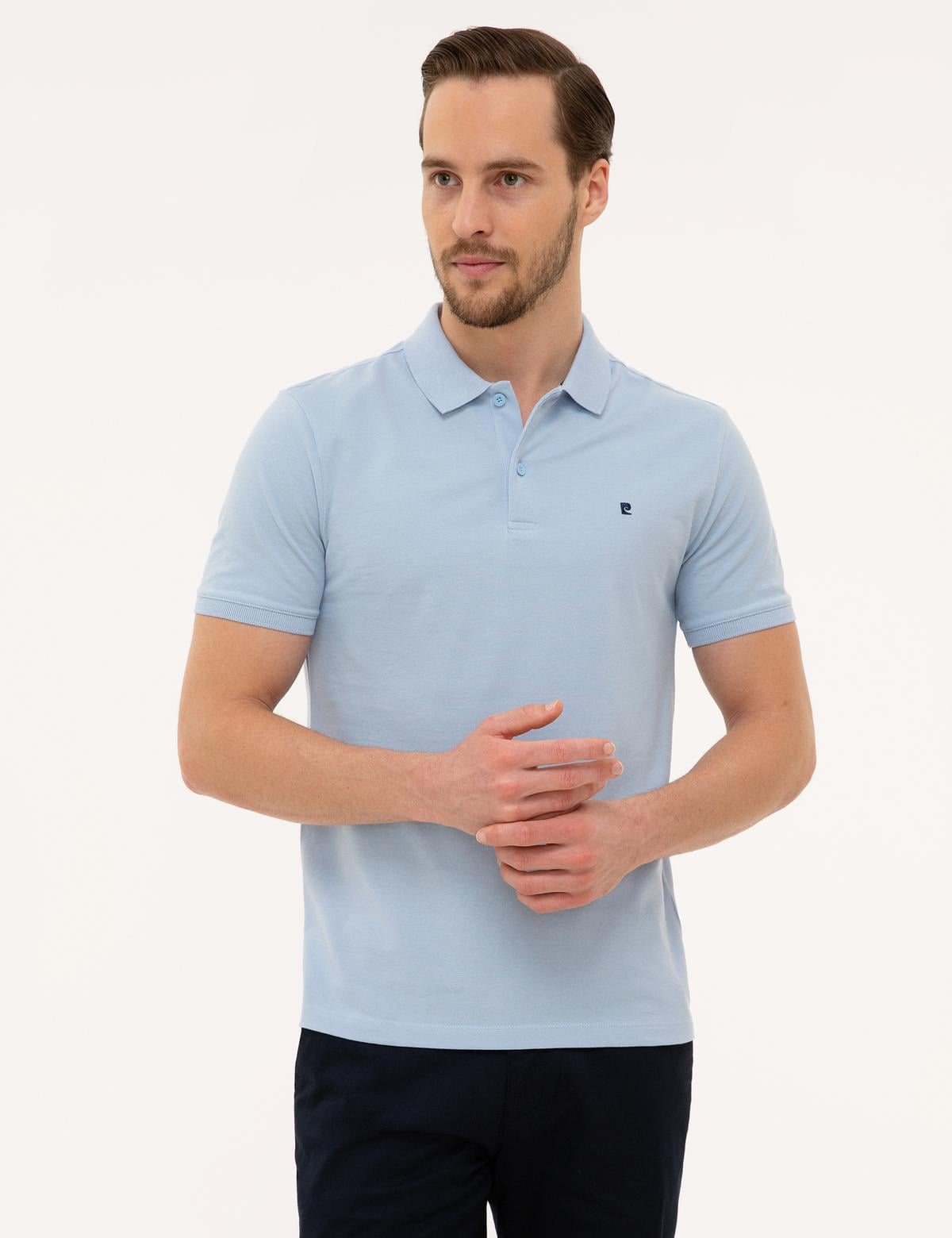 Açık Mavi Slim Fit Basic Polo Yaka T-Shirt