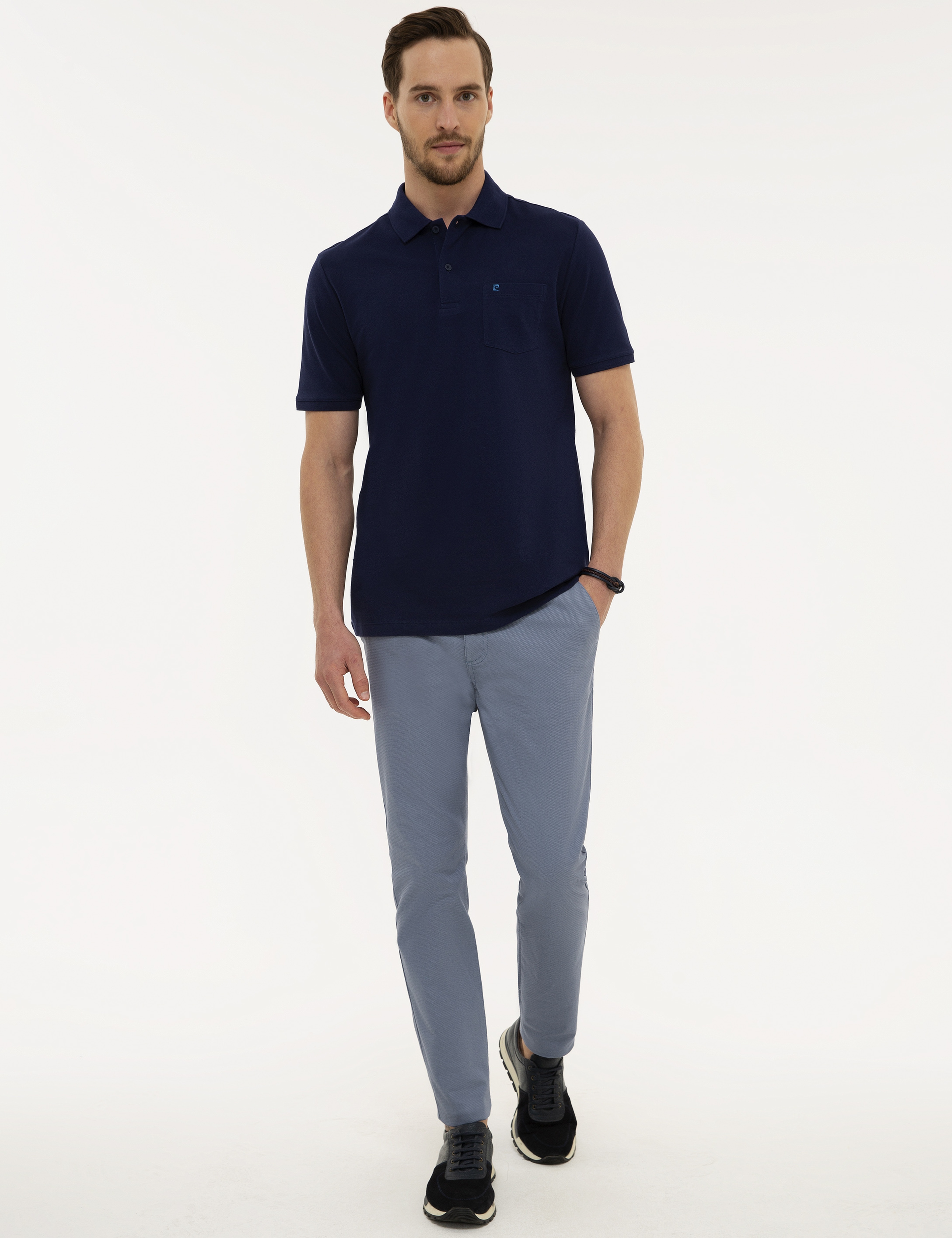 Lacivert Regular Fit Basic Polo Yaka T-Shirt - Image 4