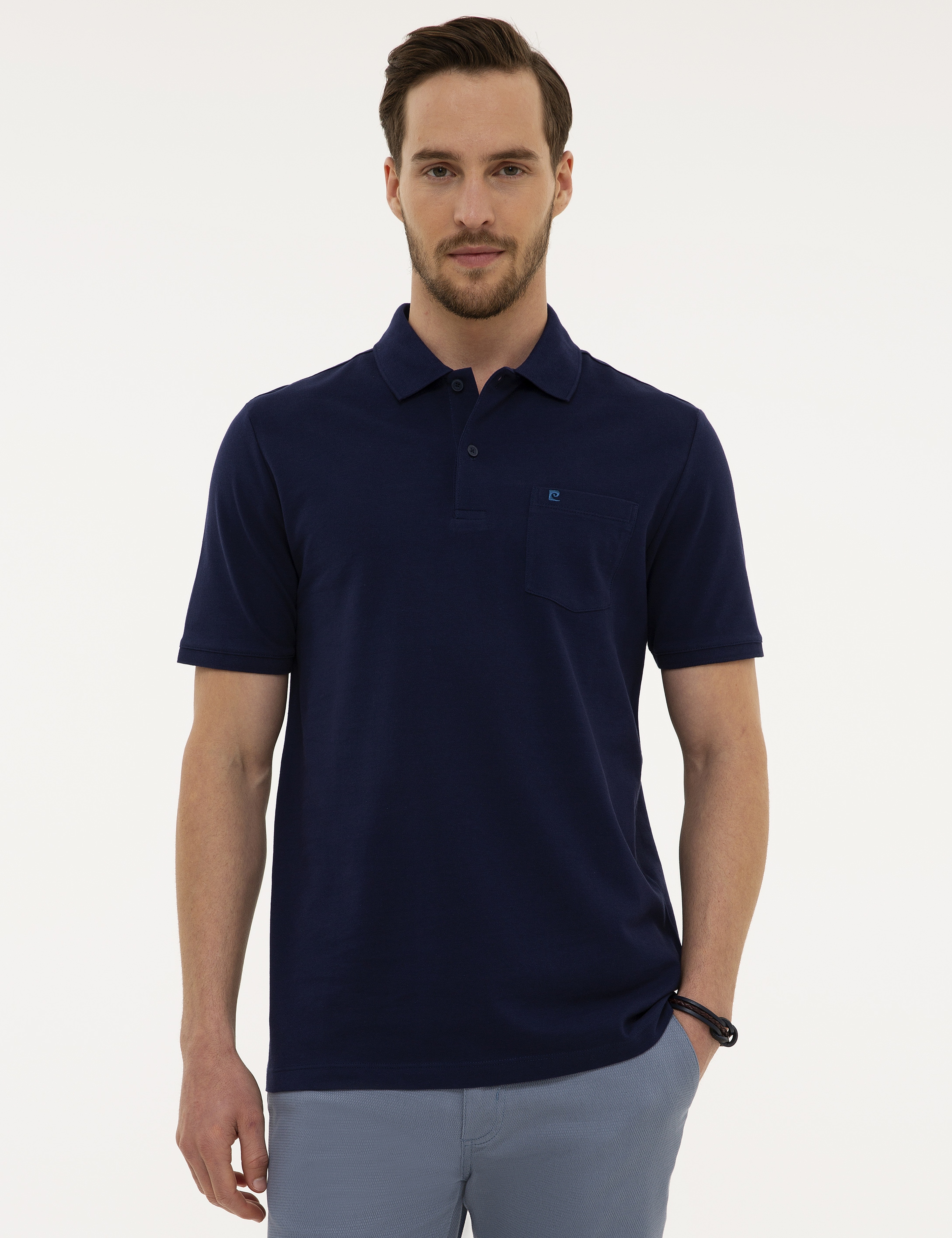 Lacivert Regular Fit Basic Polo Yaka T-Shirt - Image 2