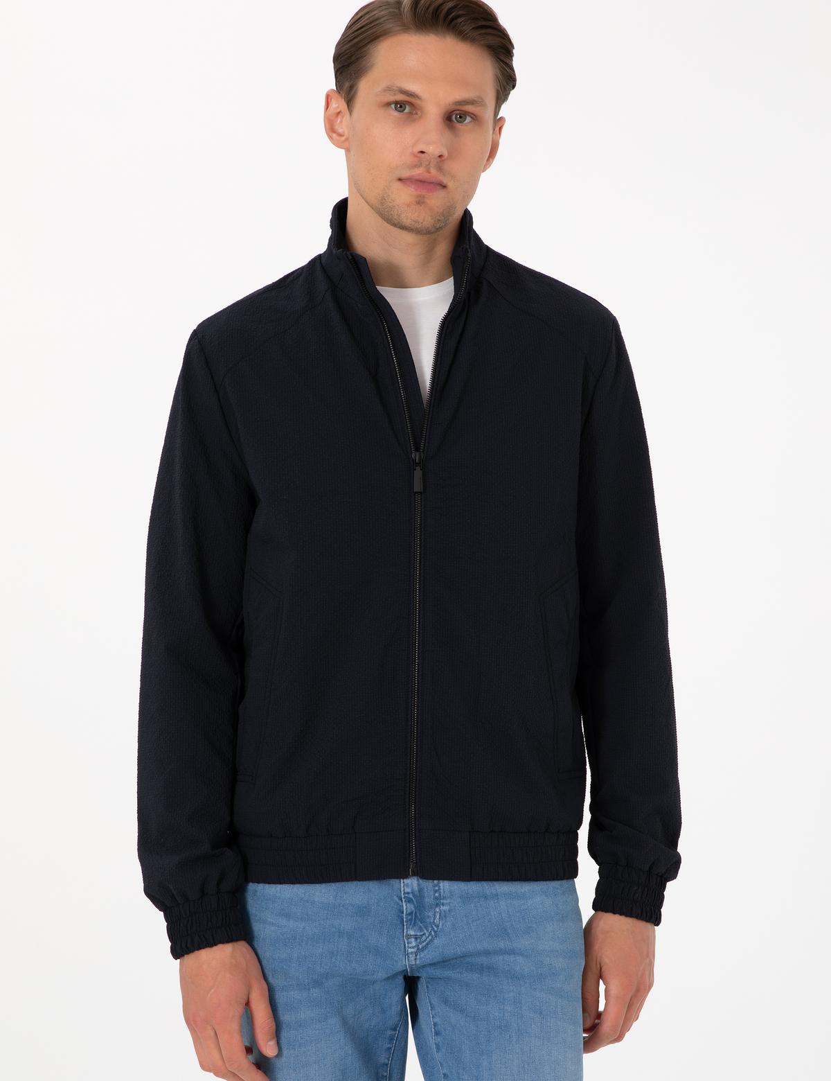 Lacivert Hakim Yaka Mont - 50302489015