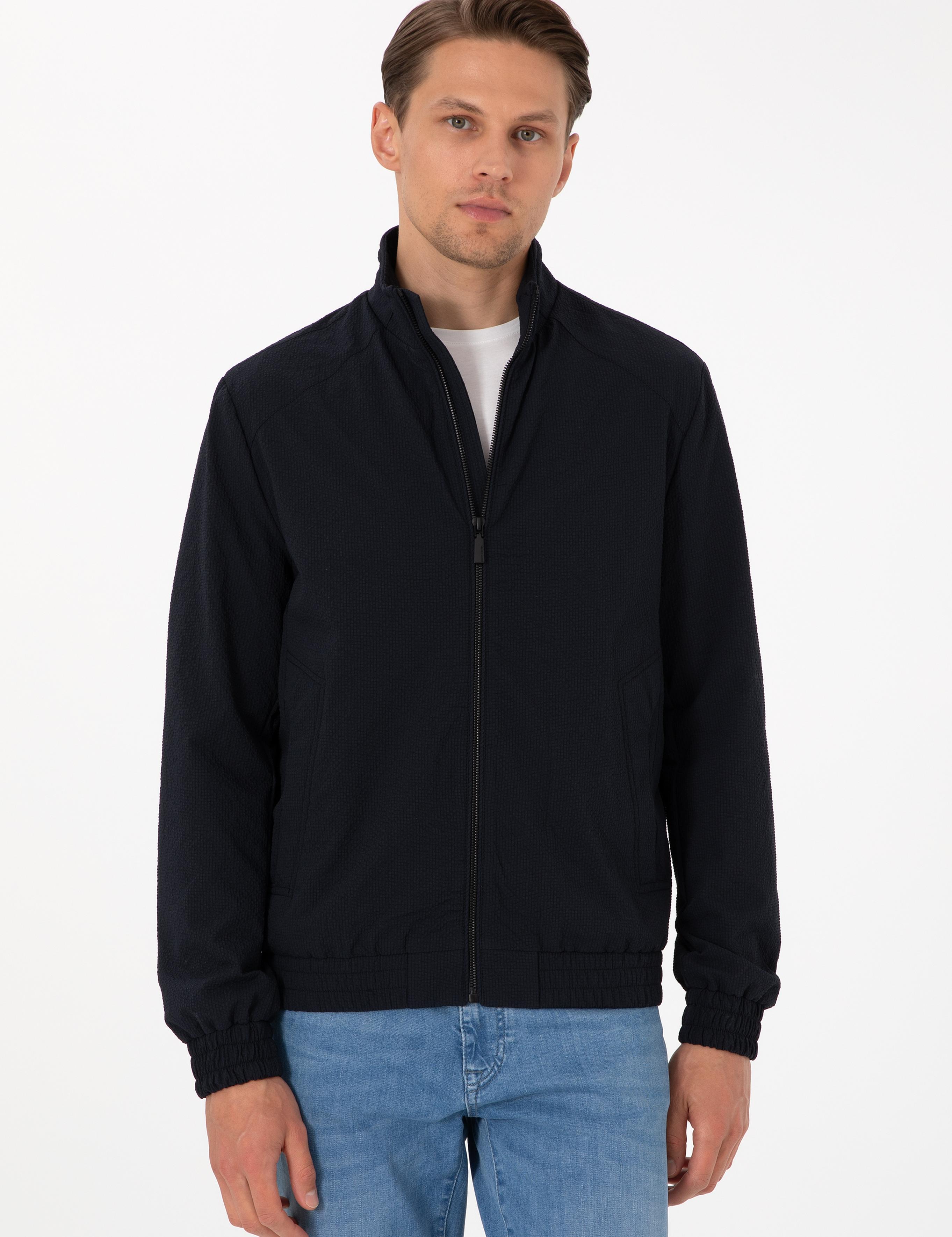 Lacivert Hakim Yaka Mont