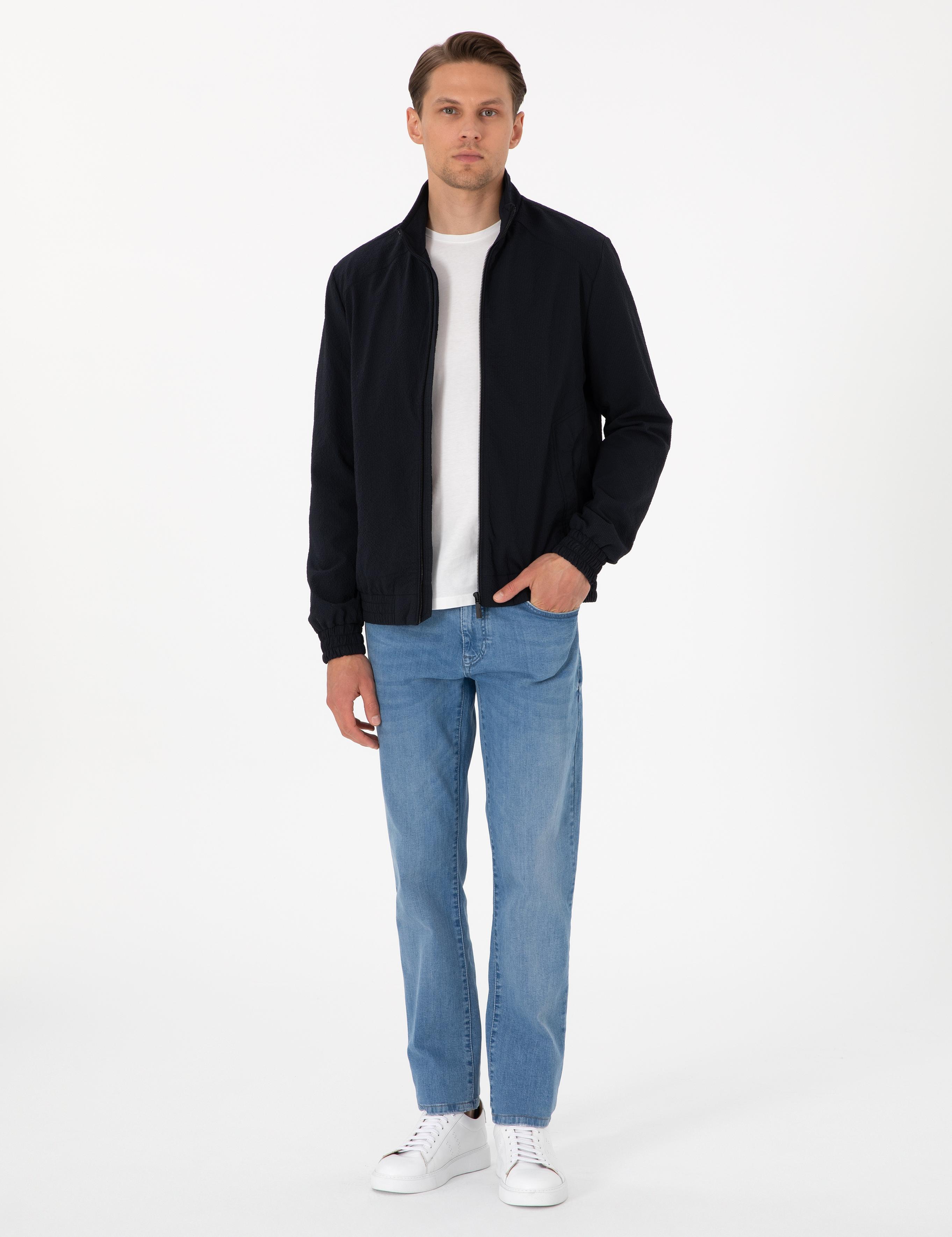 Lacivert Hakim Yaka Mont