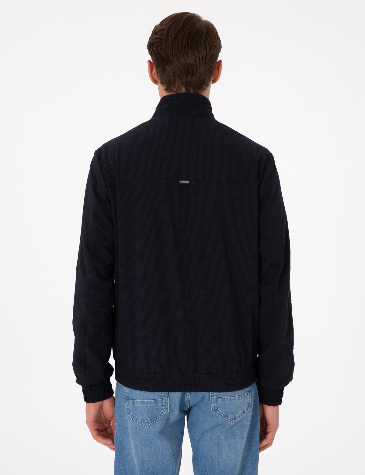 Lacivert Hakim Yaka Mont - 50302489015