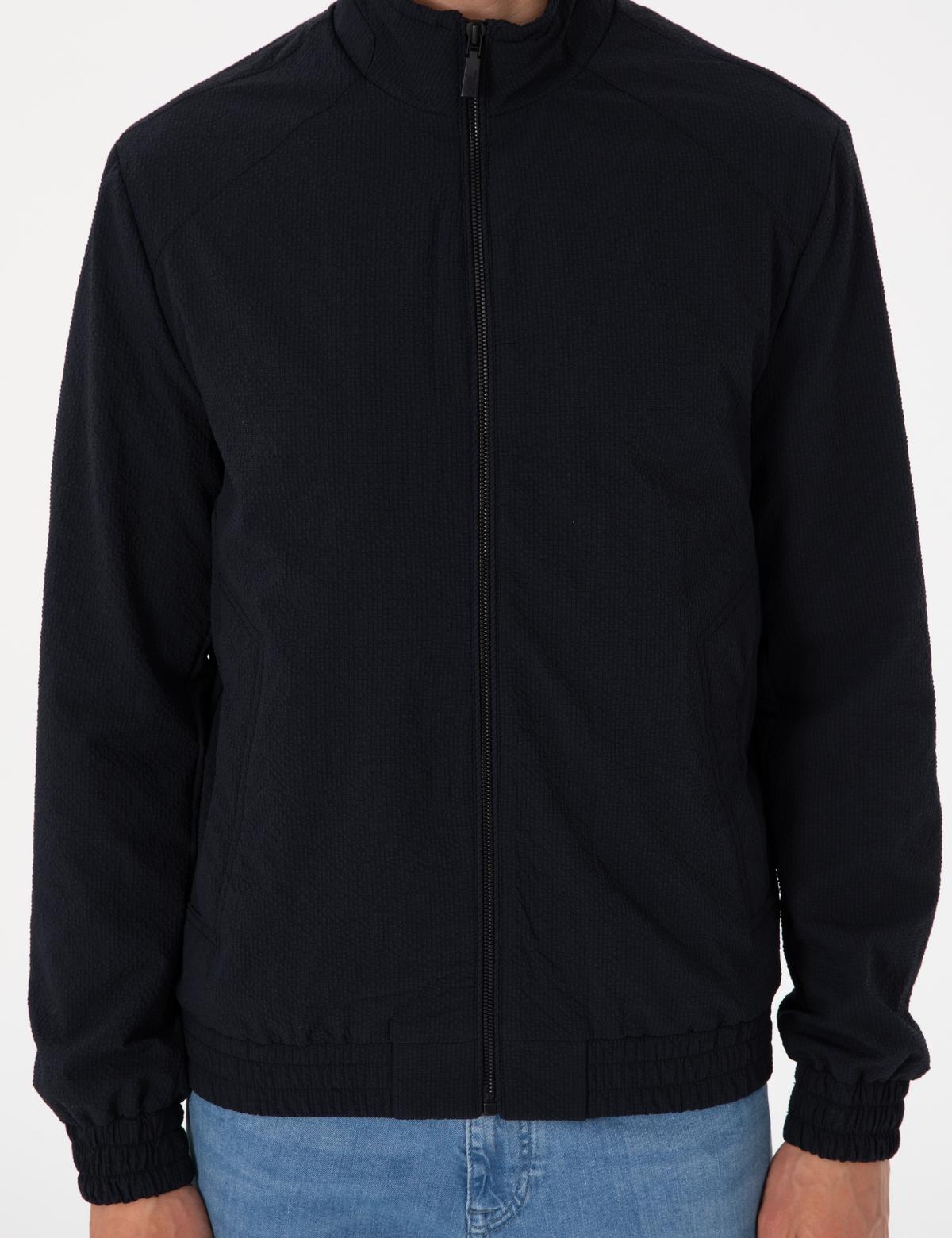 Lacivert Hakim Yaka Mont - 50302489015