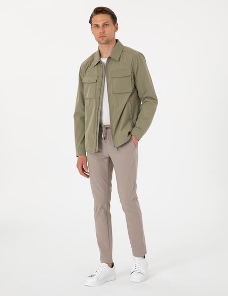 Haki Regular Fit Fermuarlı İnce Mont - 50306932011