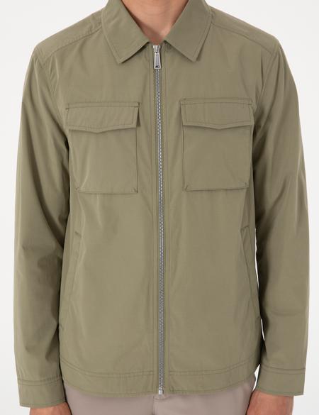 Haki Regular Fit Fermuarlı İnce Mont - 50306932011