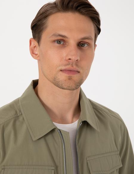 Haki Regular Fit Fermuarlı İnce Mont - 50306932011