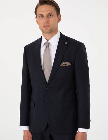 Lacivert Slim Fit Yün Takım Elbise