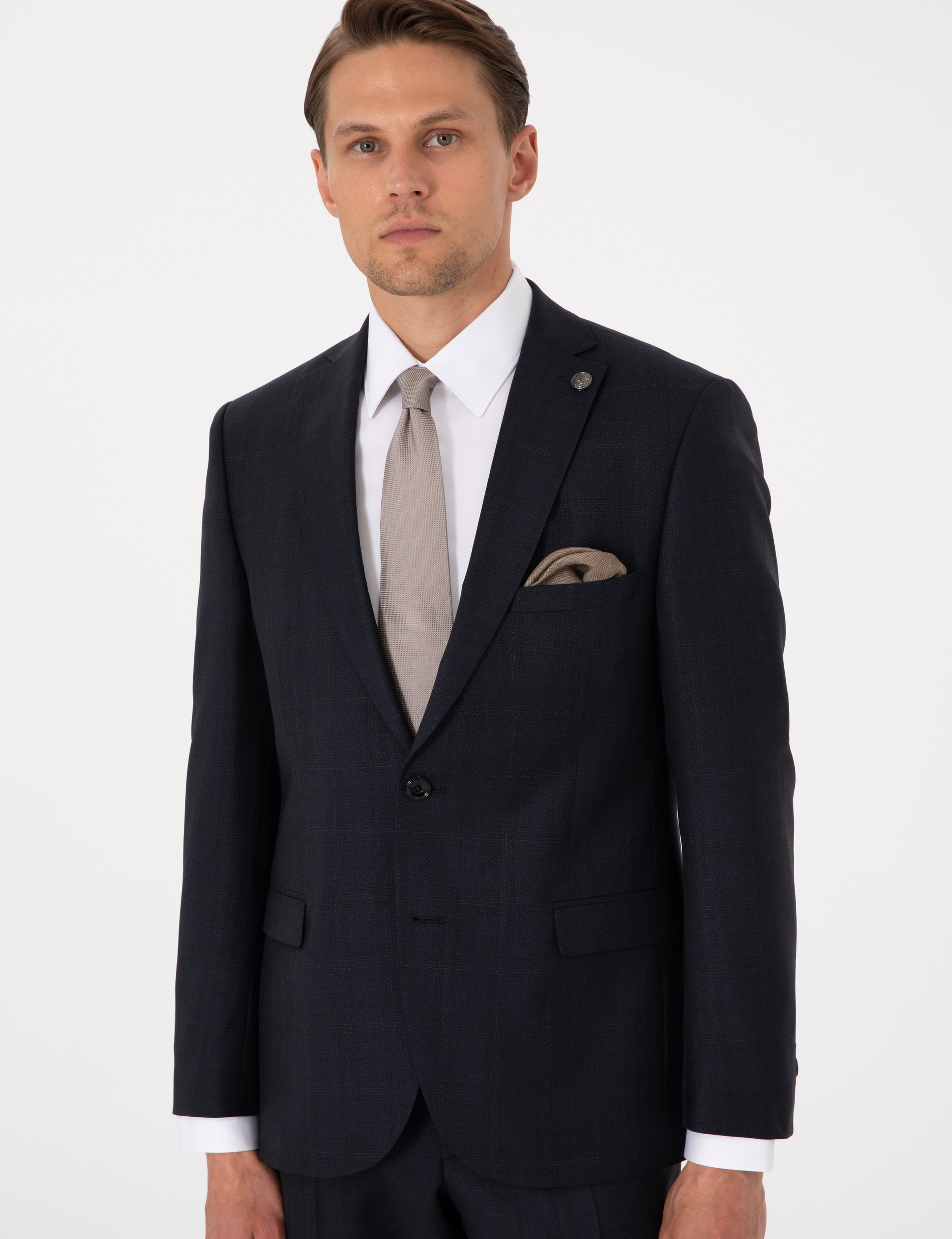 Lacivert Slim Fit Yün Takım Elbise