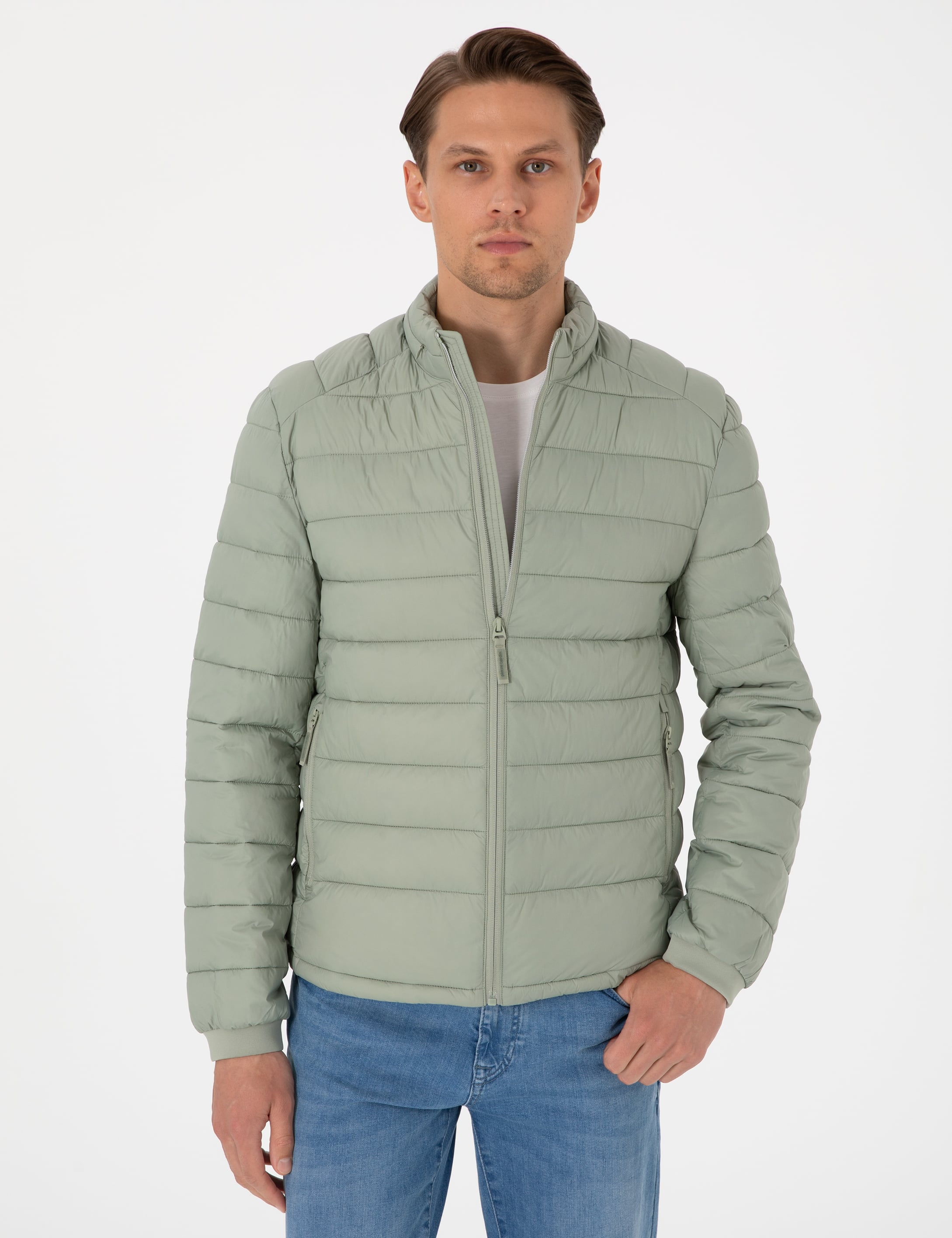 Yeşil Cropped Slim Mont