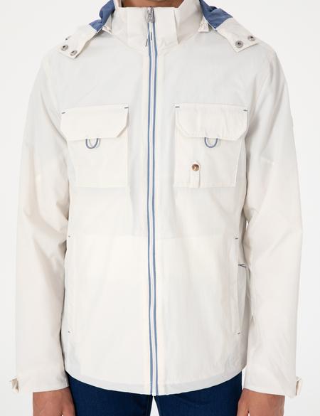 Ekru Kapüşonlu Mont - 50302505024