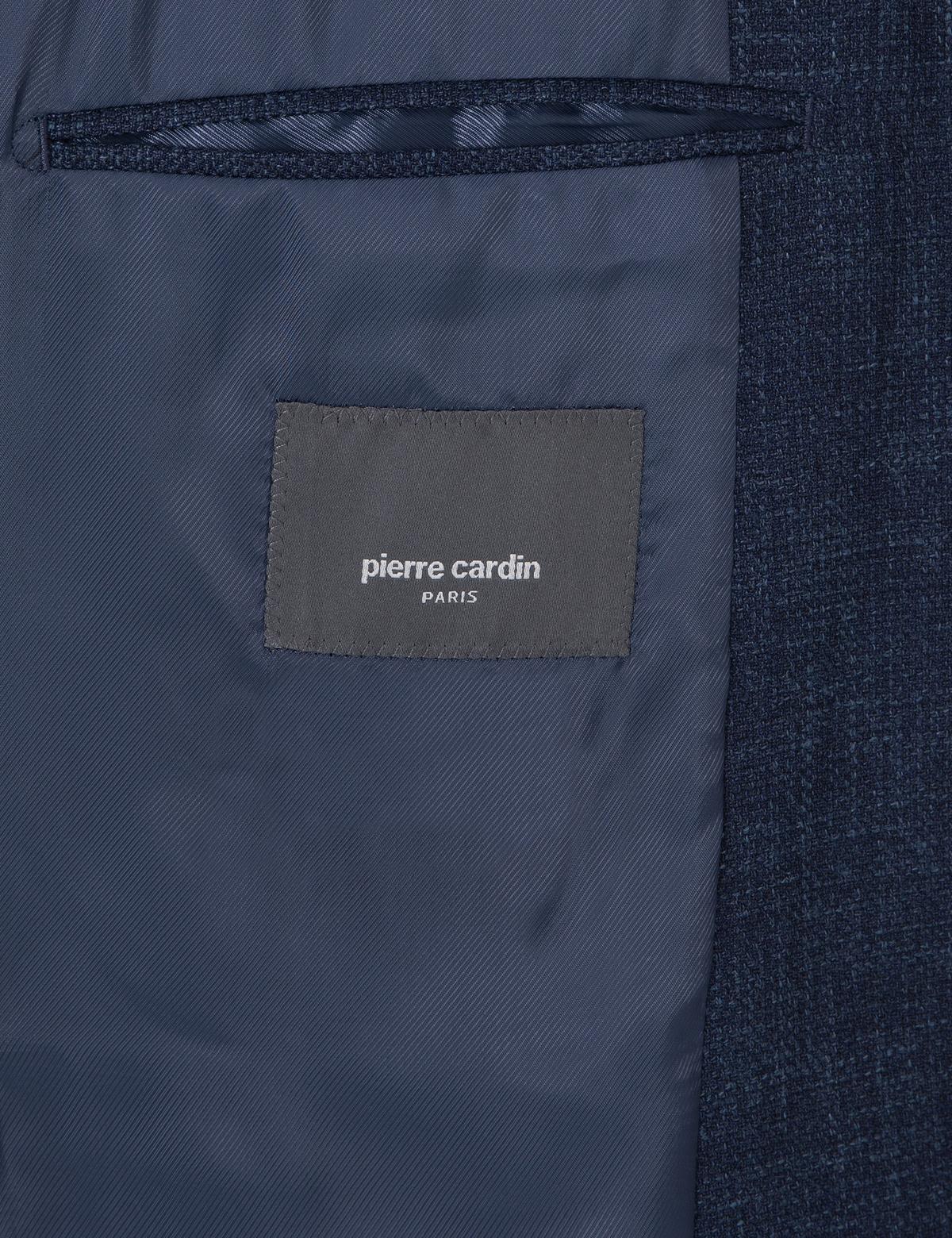 Lacivert Slim Fit Yün Keten Karışımlı Ceket - 50303655023