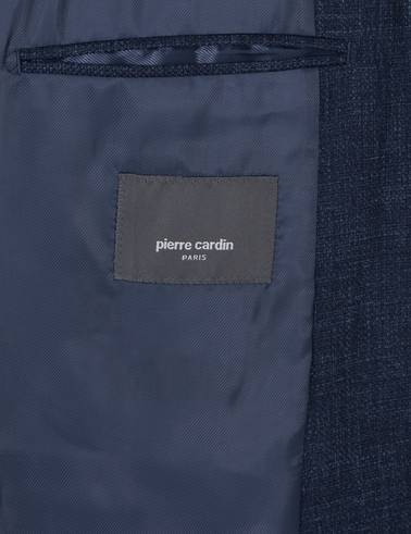 Lacivert Slim Fit Yün Keten Karışımlı Ceket