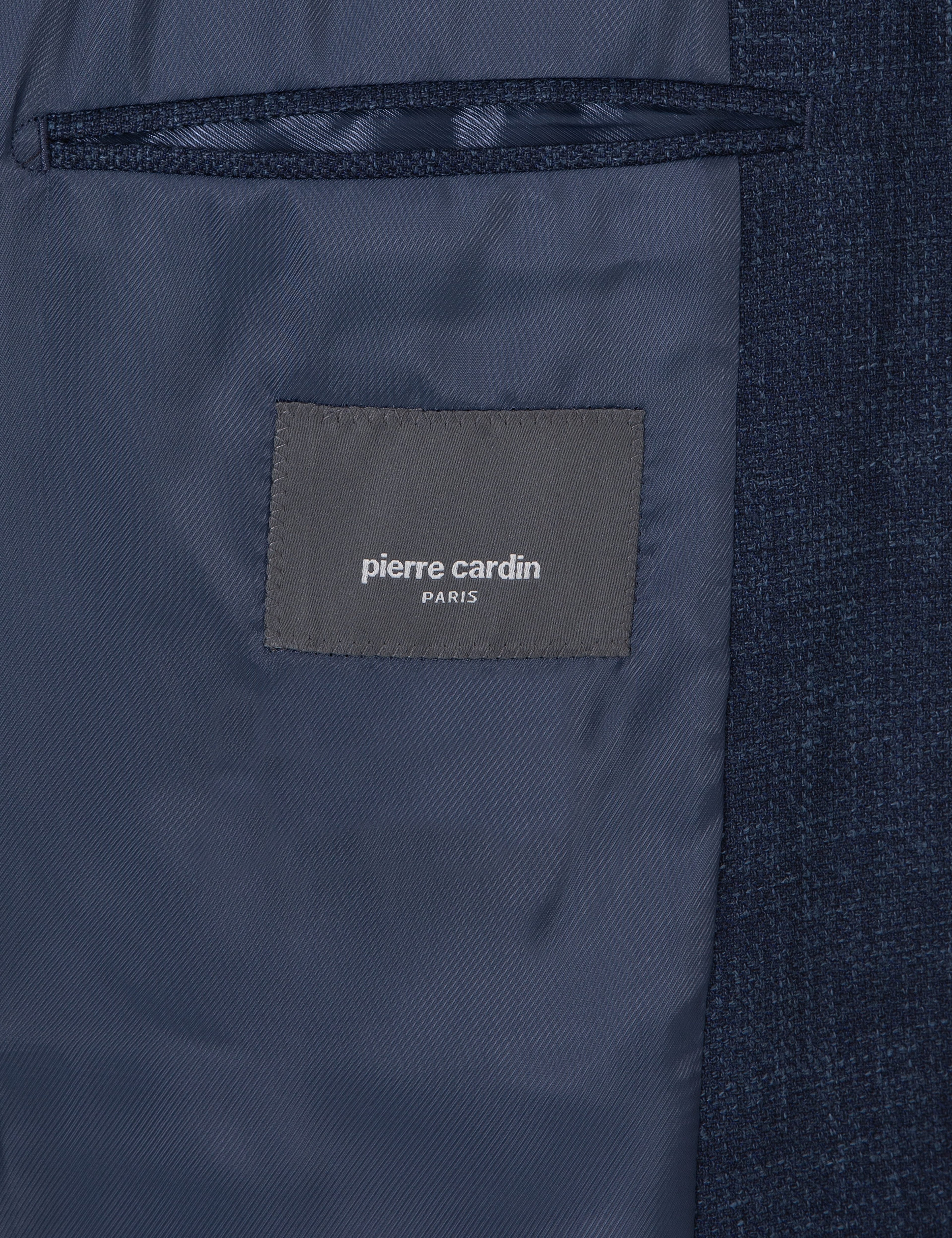 Lacivert Slim Fit Yün Keten Karışımlı Ceket