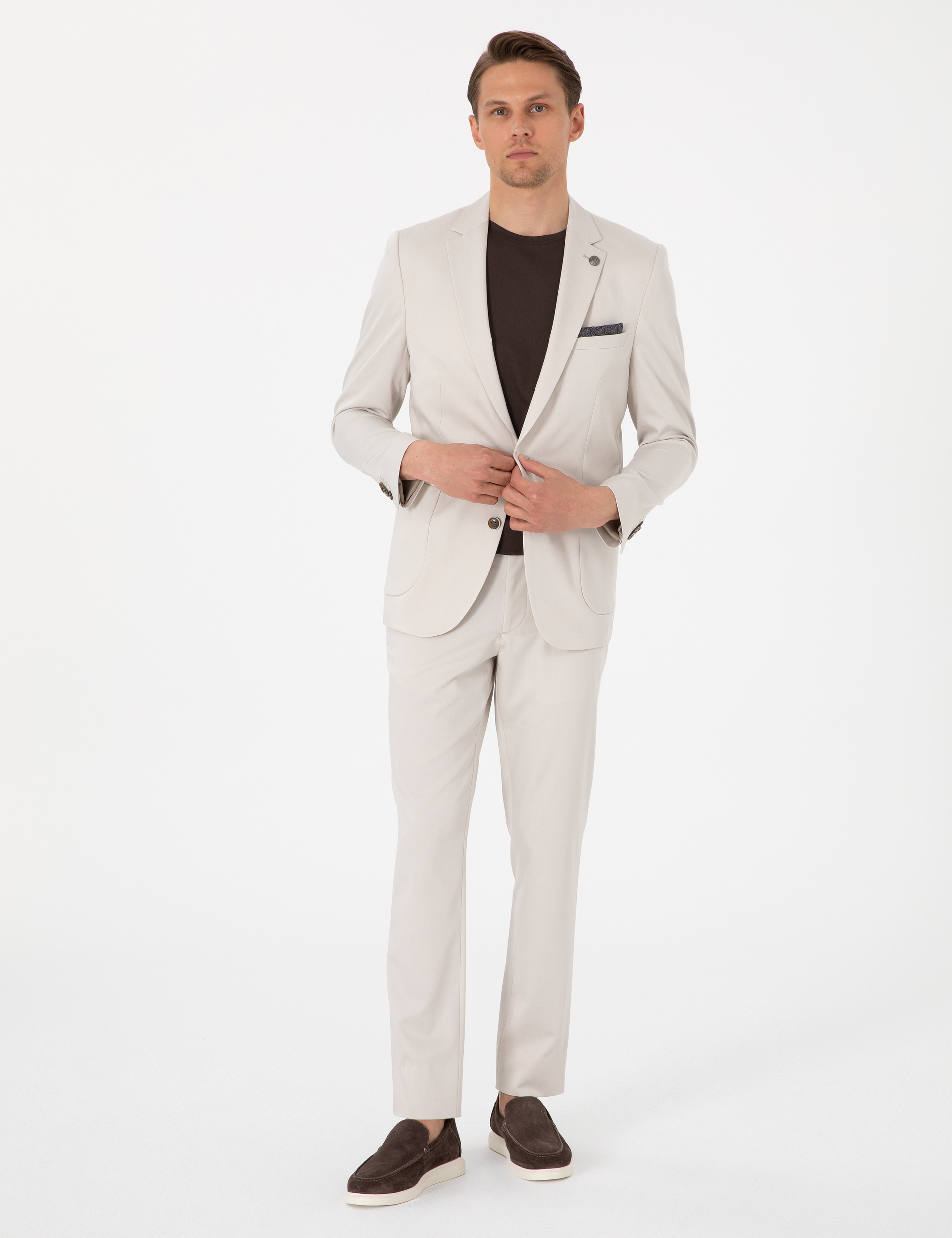 Bej Extra Slim Fit Takım Elbise - Image 4