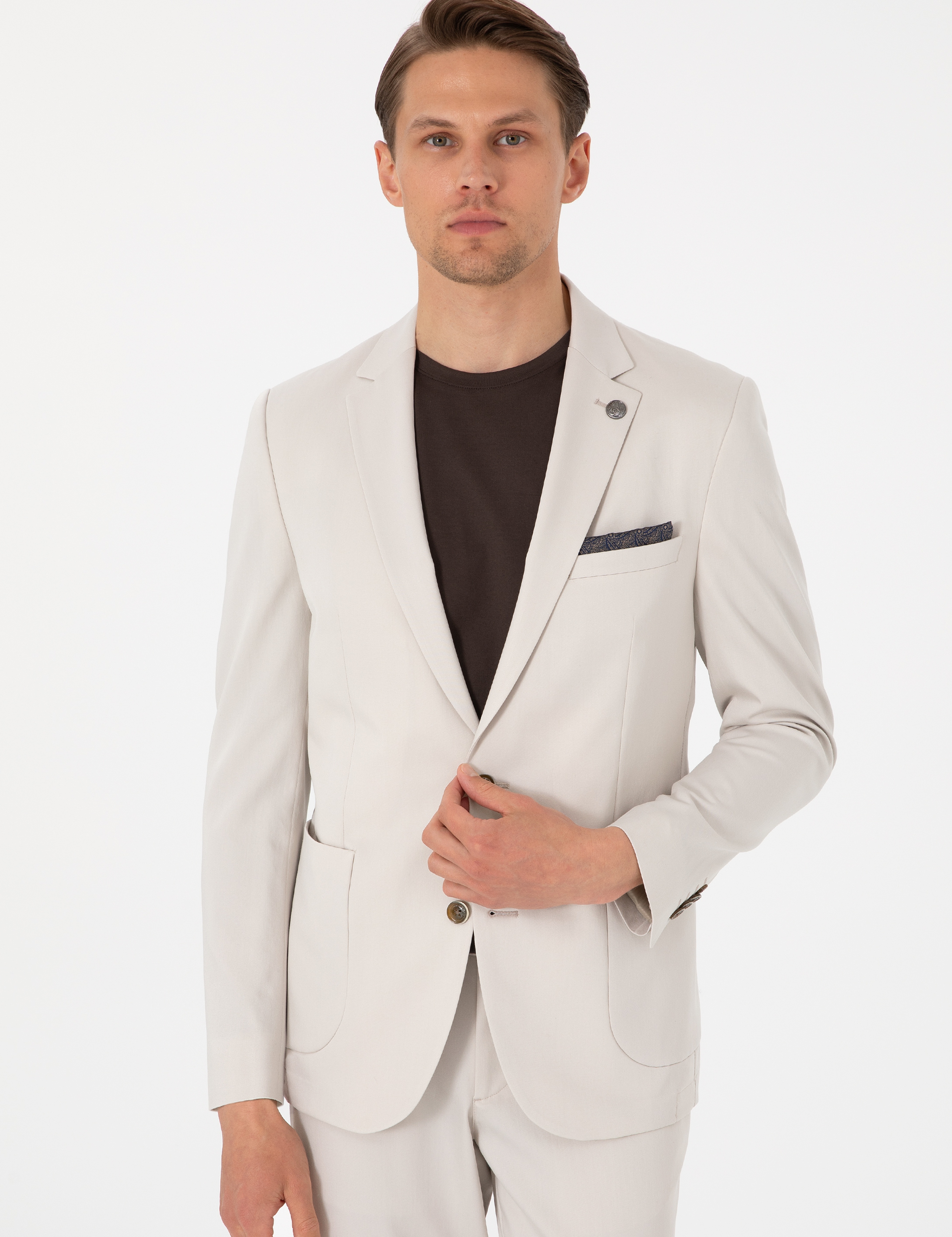 Bej Extra Slim Fit Takım Elbise - Image 3