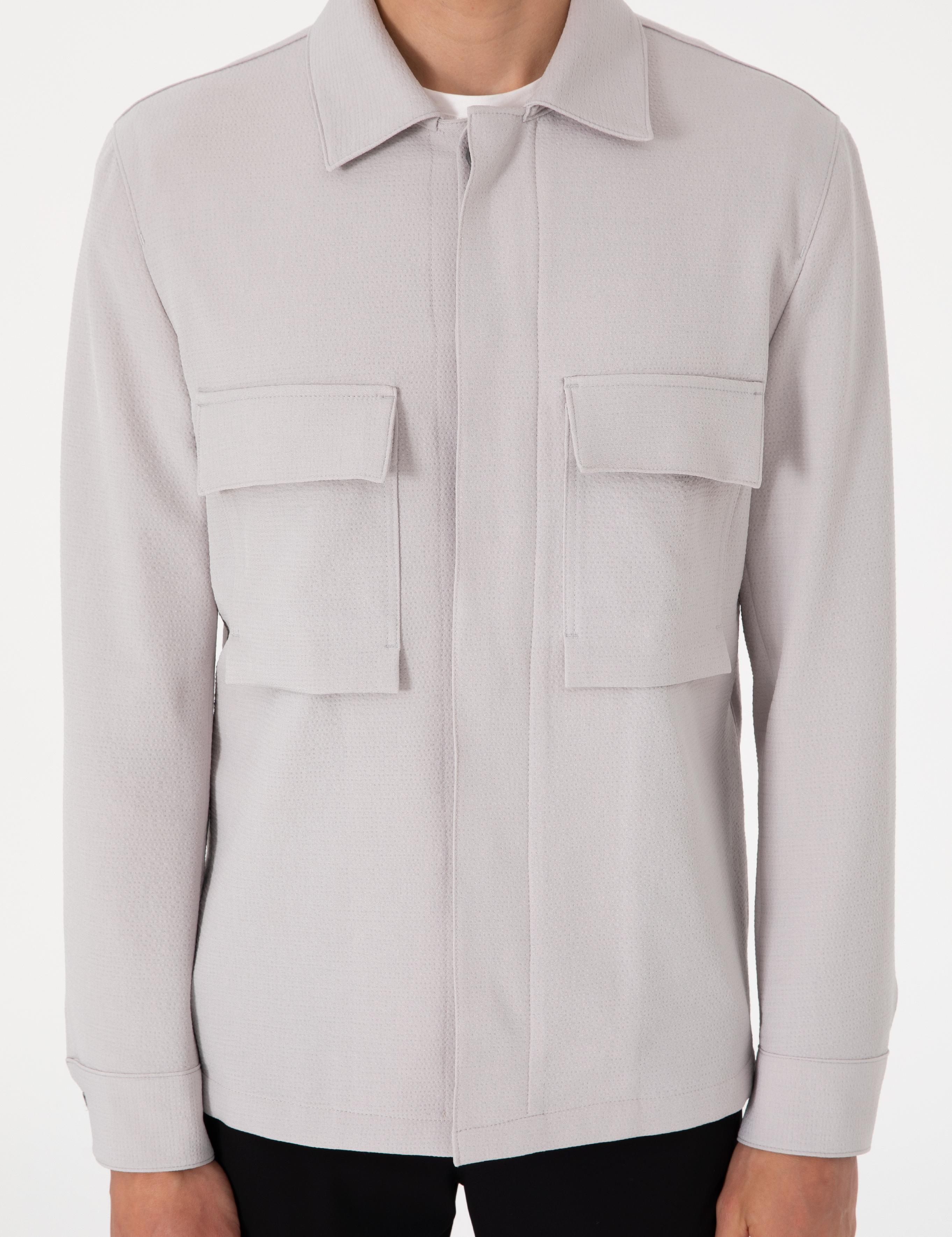 Gri Regular Fit Gömlek Ceket