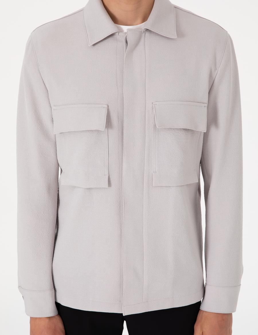 Gri Regular Fit Gömlek Ceket