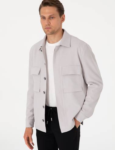 Gri Regular Fit Gömlek Ceket