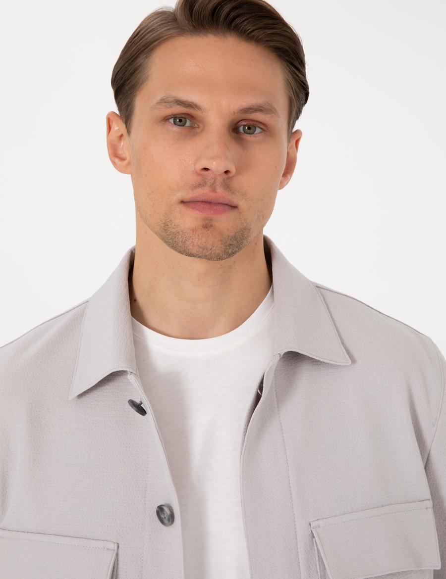 Gri Regular Fit Gömlek Ceket