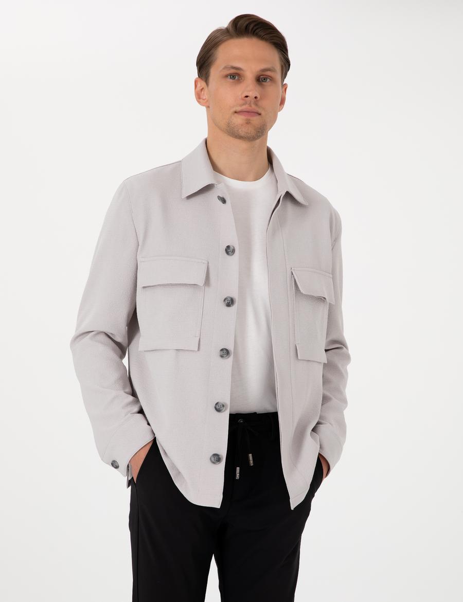 Gri Regular Fit Gömlek Ceket