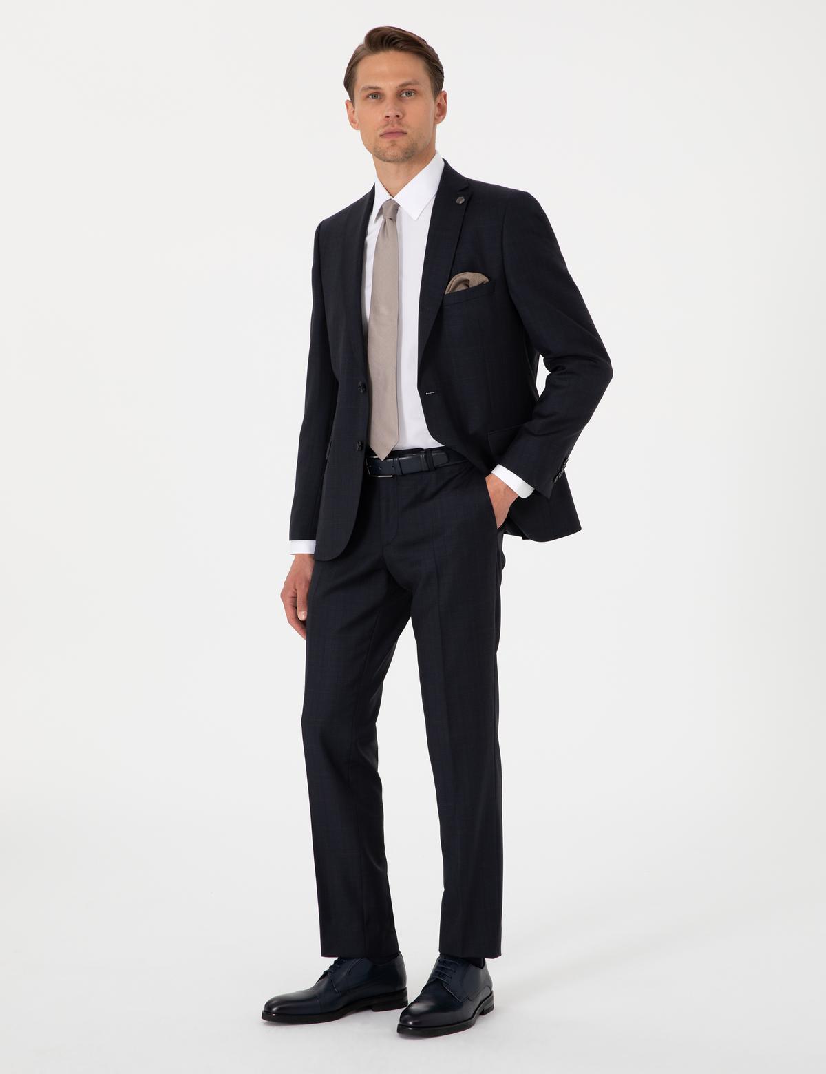 Lacivert Slim Fit Yün Takım Elbise - 50302291011