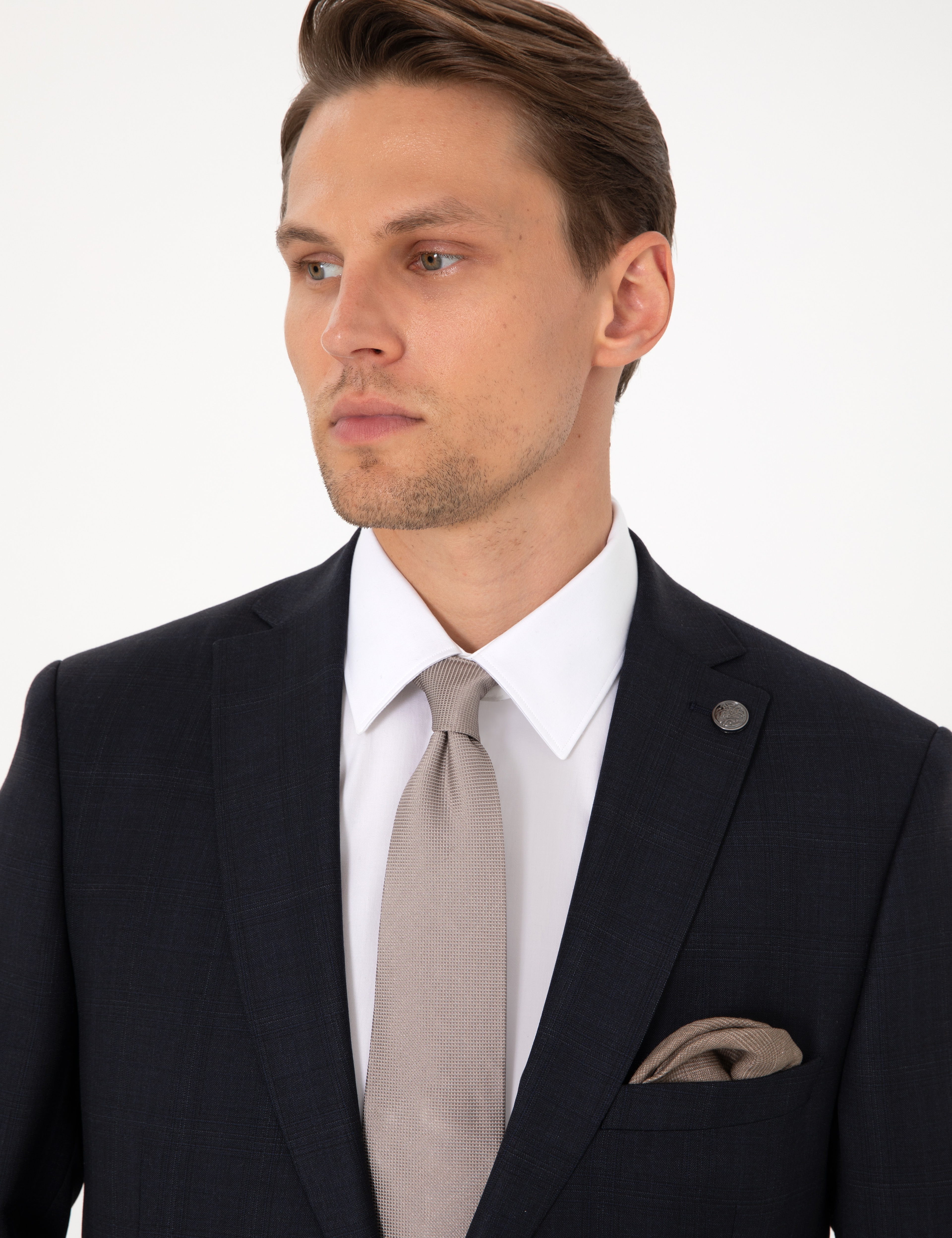 Lacivert Slim Fit Yün Takım Elbise - Image 2