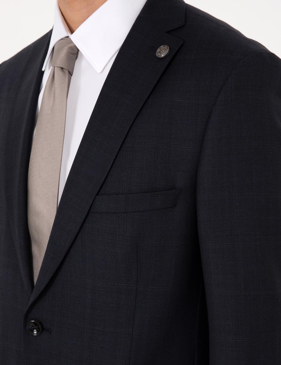 Lacivert Slim Fit Yün Takım Elbise