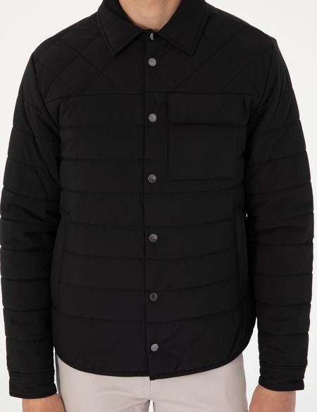 Siyah Gömlek Yaka Kapitone Mont - 50305698004