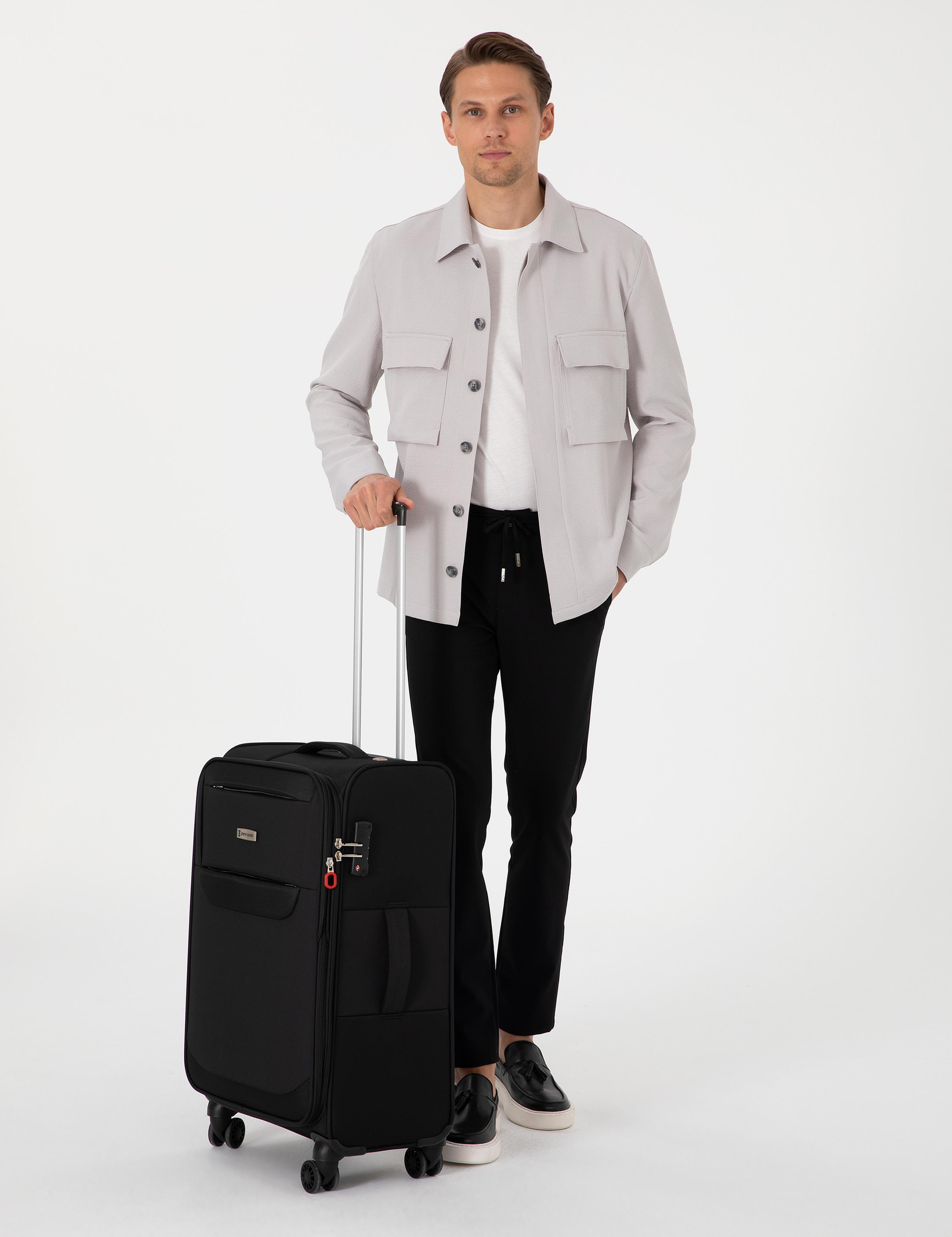 Siyah Orta Boy Kumaş Valiz