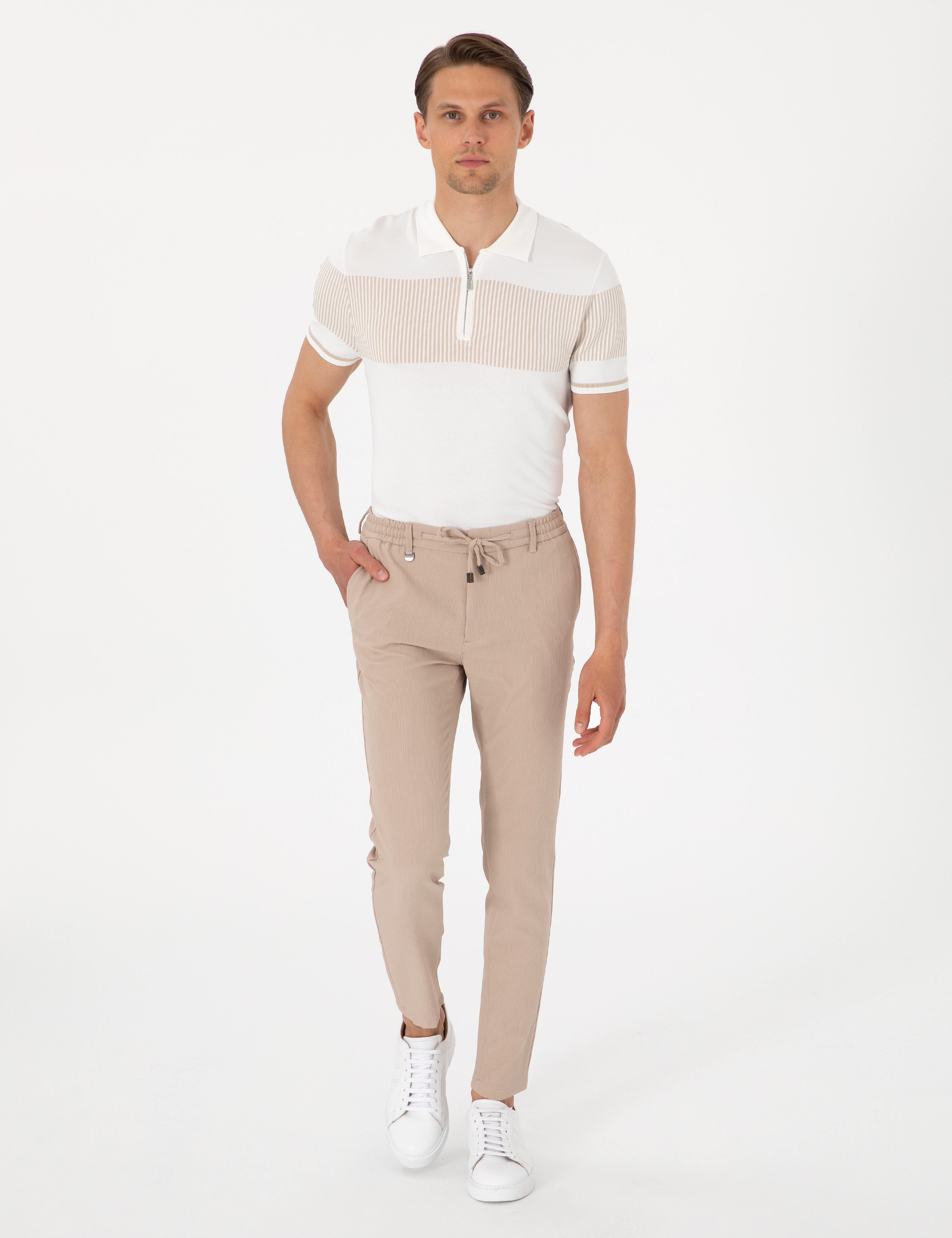 Bej Klasik Jogger Pantolon - Image 1