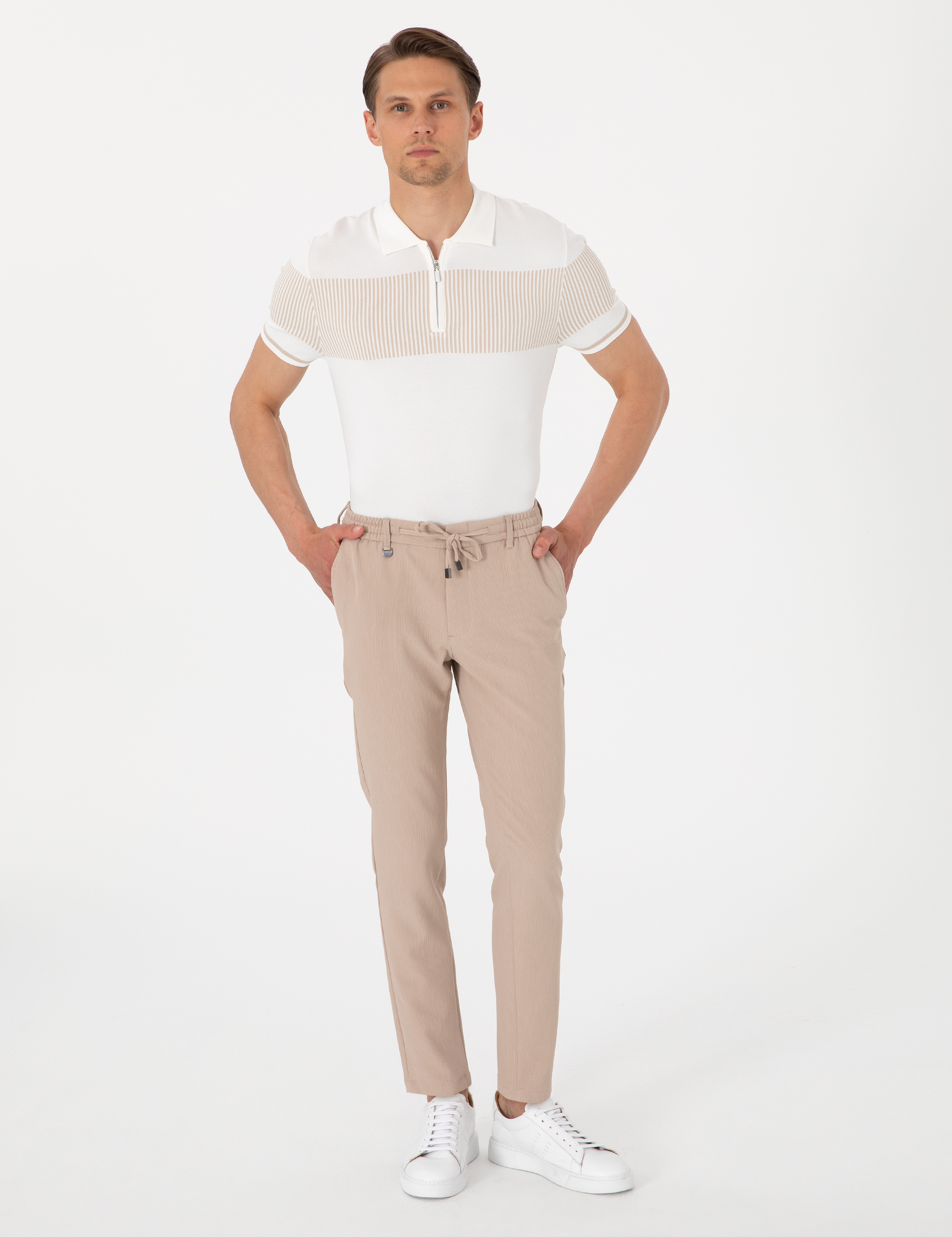 Bej Klasik Jogger Pantolon - Image 3