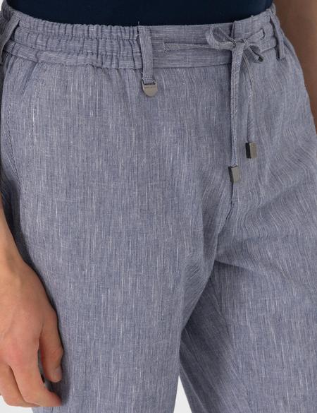 Koyu Mavi Ex. Slim Fit Keten Karışımlı Pantolon - 50304091161