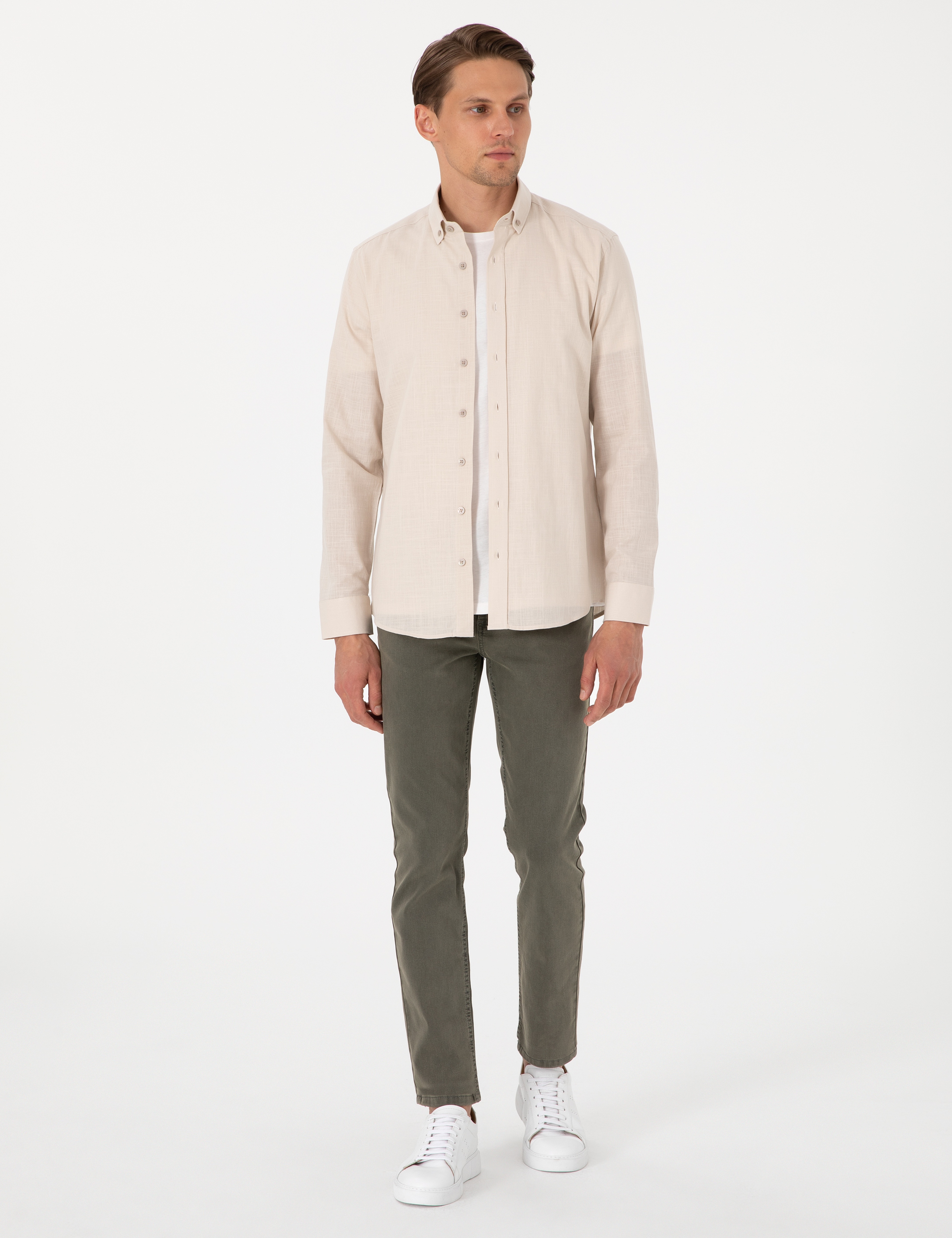 Haki Slim Fit Jean Pantolon - Image 3
