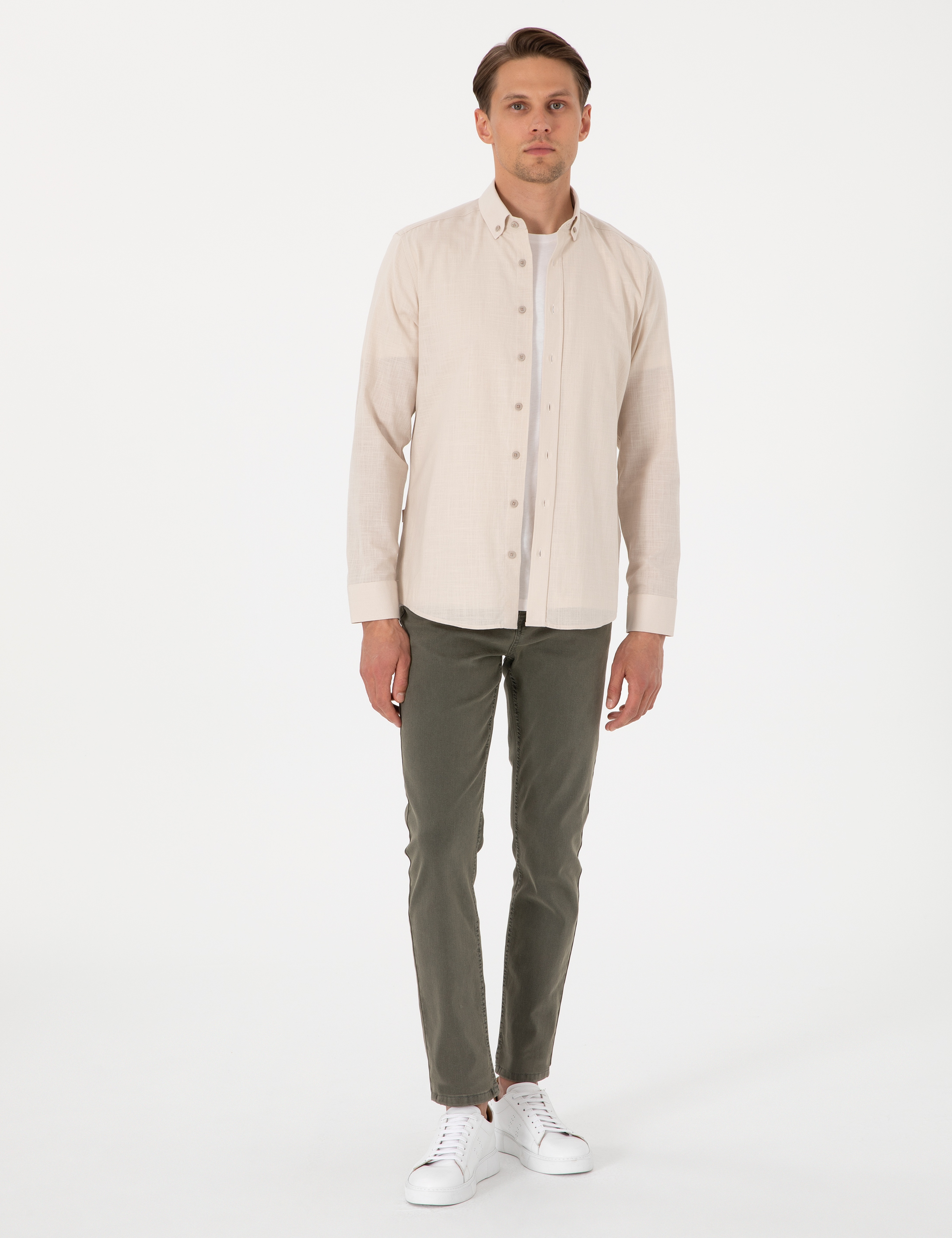 Haki Slim Fit Jean Pantolon - Image 1