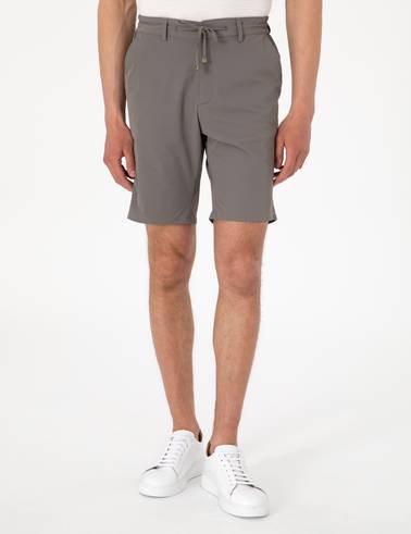 Vizon Slim Fit Beli Lastikli Bağcıklı Dokuma Şort
