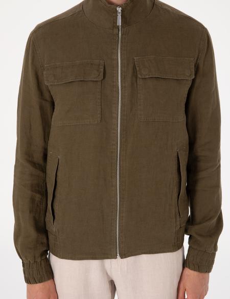 Haki Hakim Yaka Keten Mevsimlik Mont - 50302495021