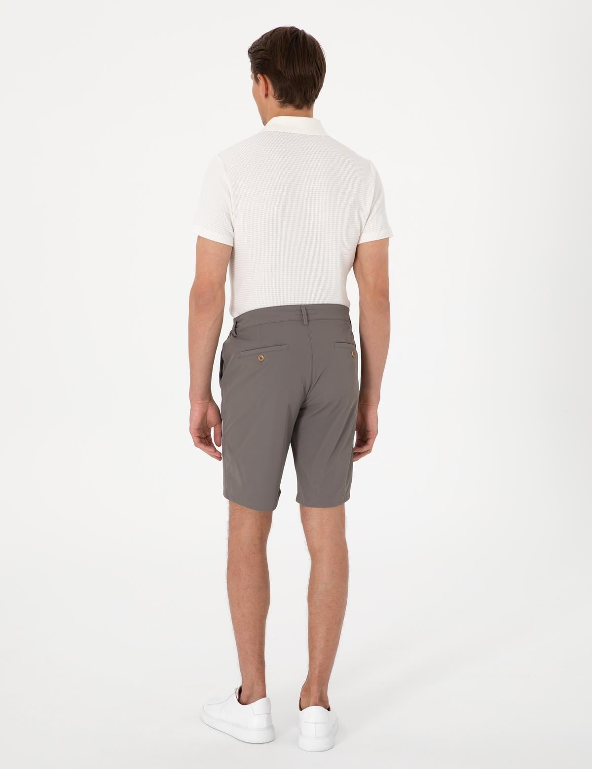 Vizon Slim Fit Beli Lastikli Bağcıklı Dokuma Şort - 50305901029