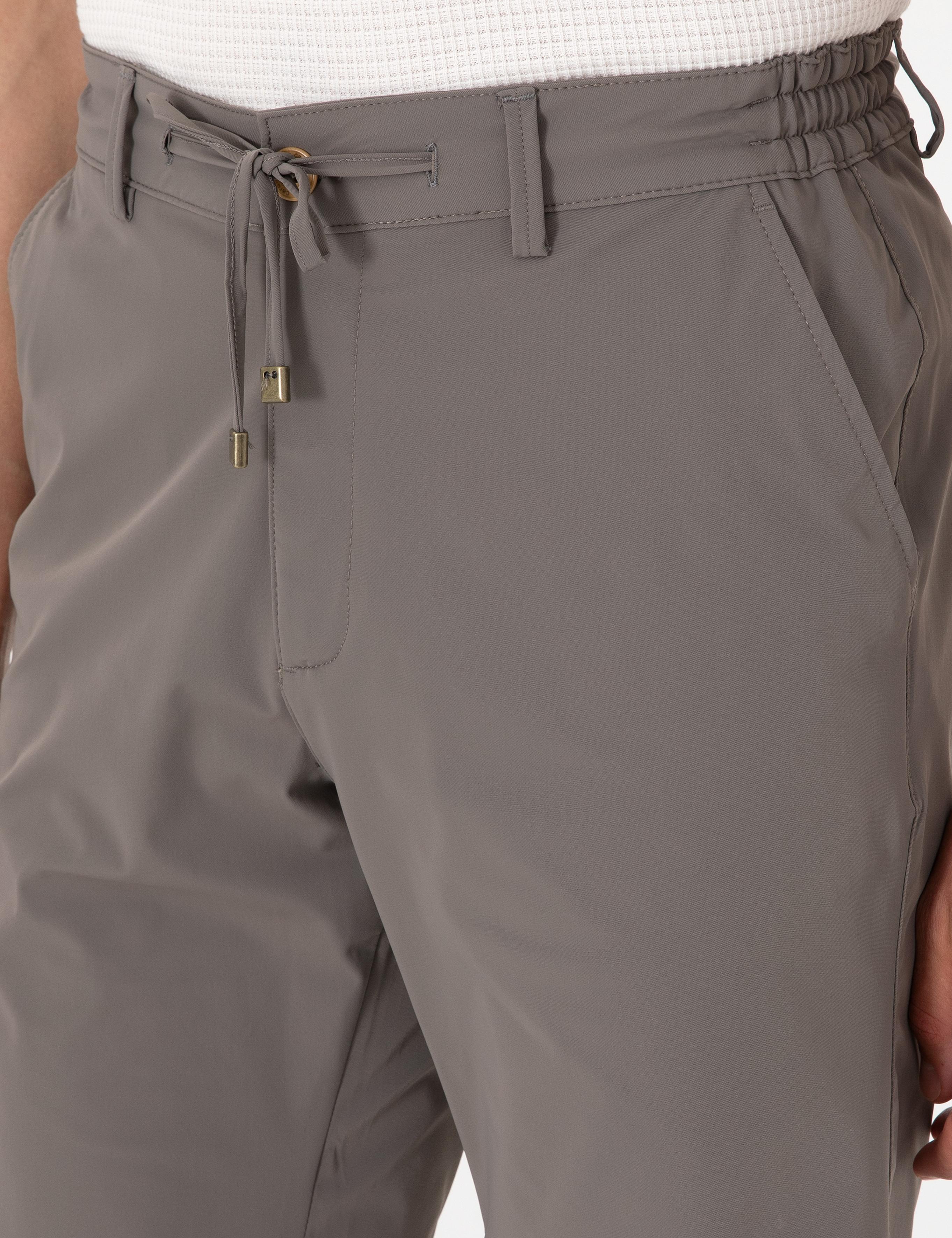 Vizon Slim Fit Beli Lastikli Bağcıklı Dokuma Şort