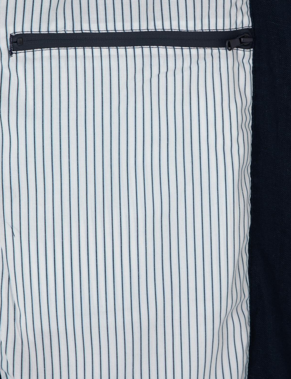 Lacivert Hakim Yaka Keten Mevsimlik Mont - 50302495030