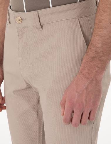 Bej Slim Fit Kanvas Pantolon