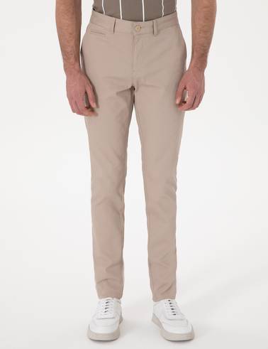 Bej Slim Fit Kanvas Pantolon