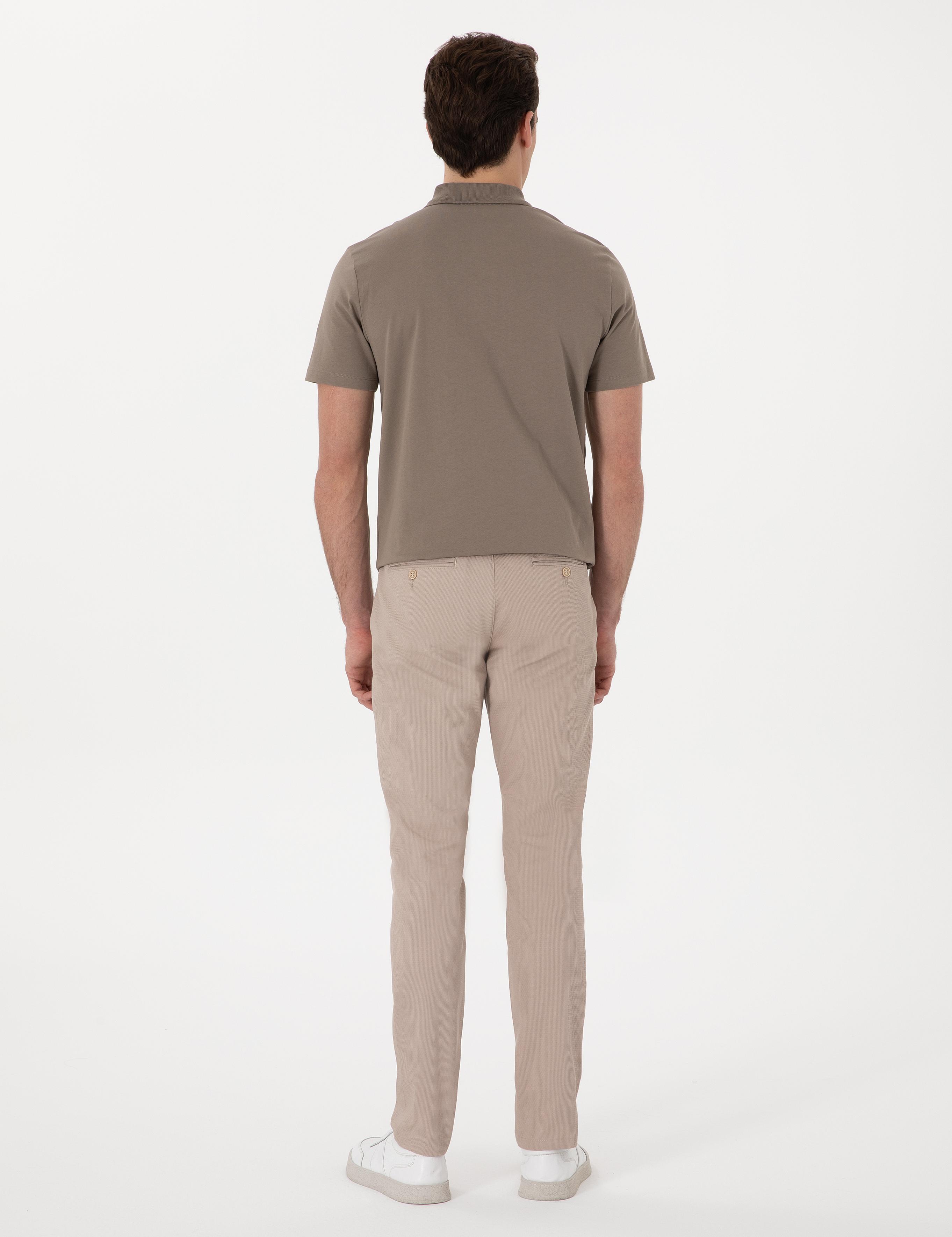 Bej Slim Fit Kanvas Pantolon