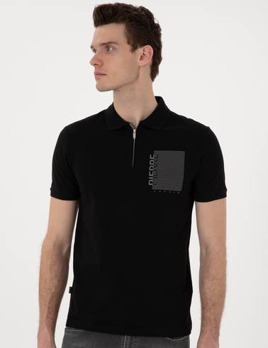 Siyah Slim Fit Polo Yaka Tişört