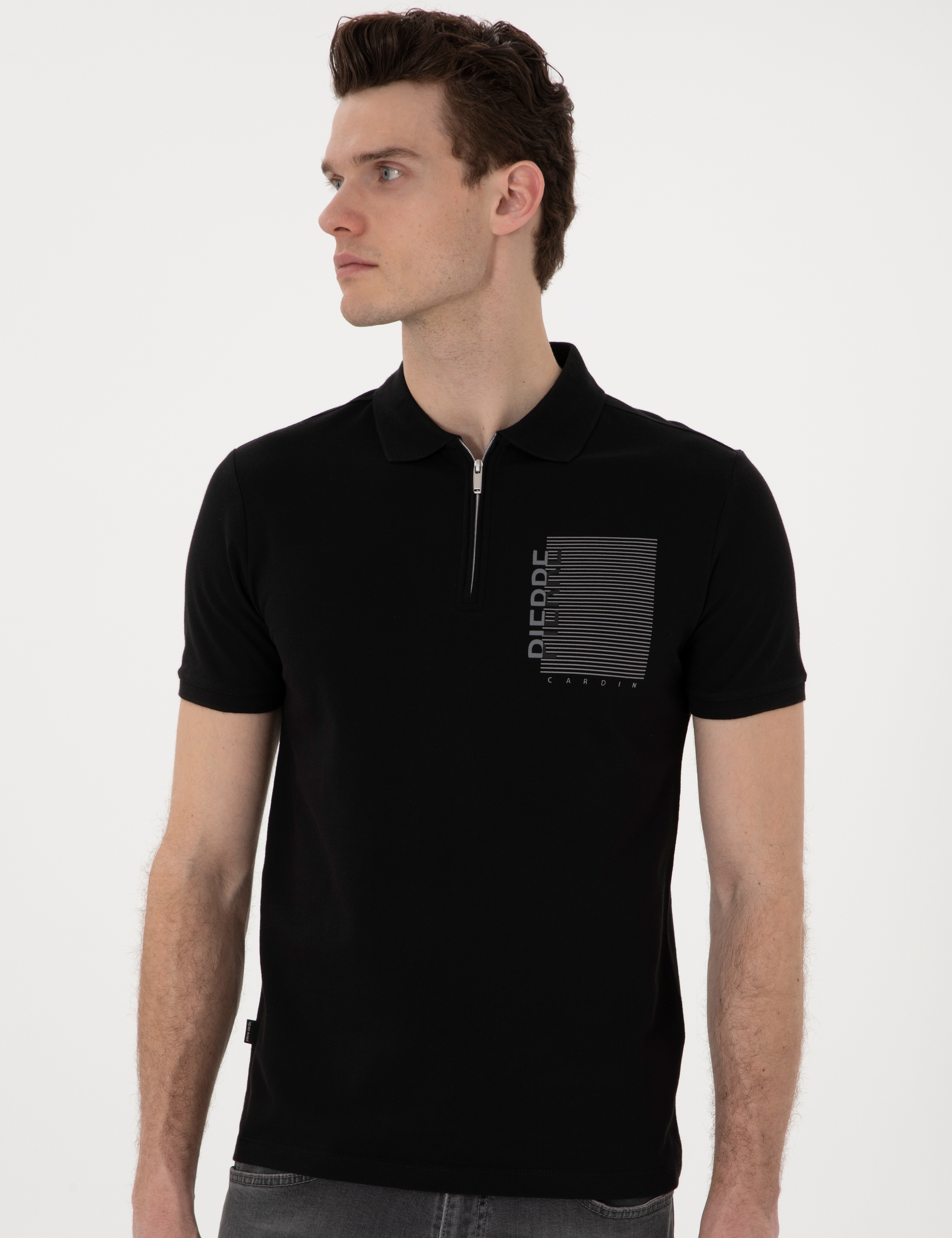 Siyah Slim Fit Polo Yaka Tişört