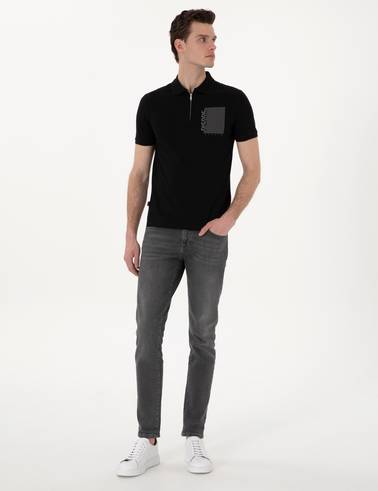 Siyah Slim Fit Polo Yaka Tişört