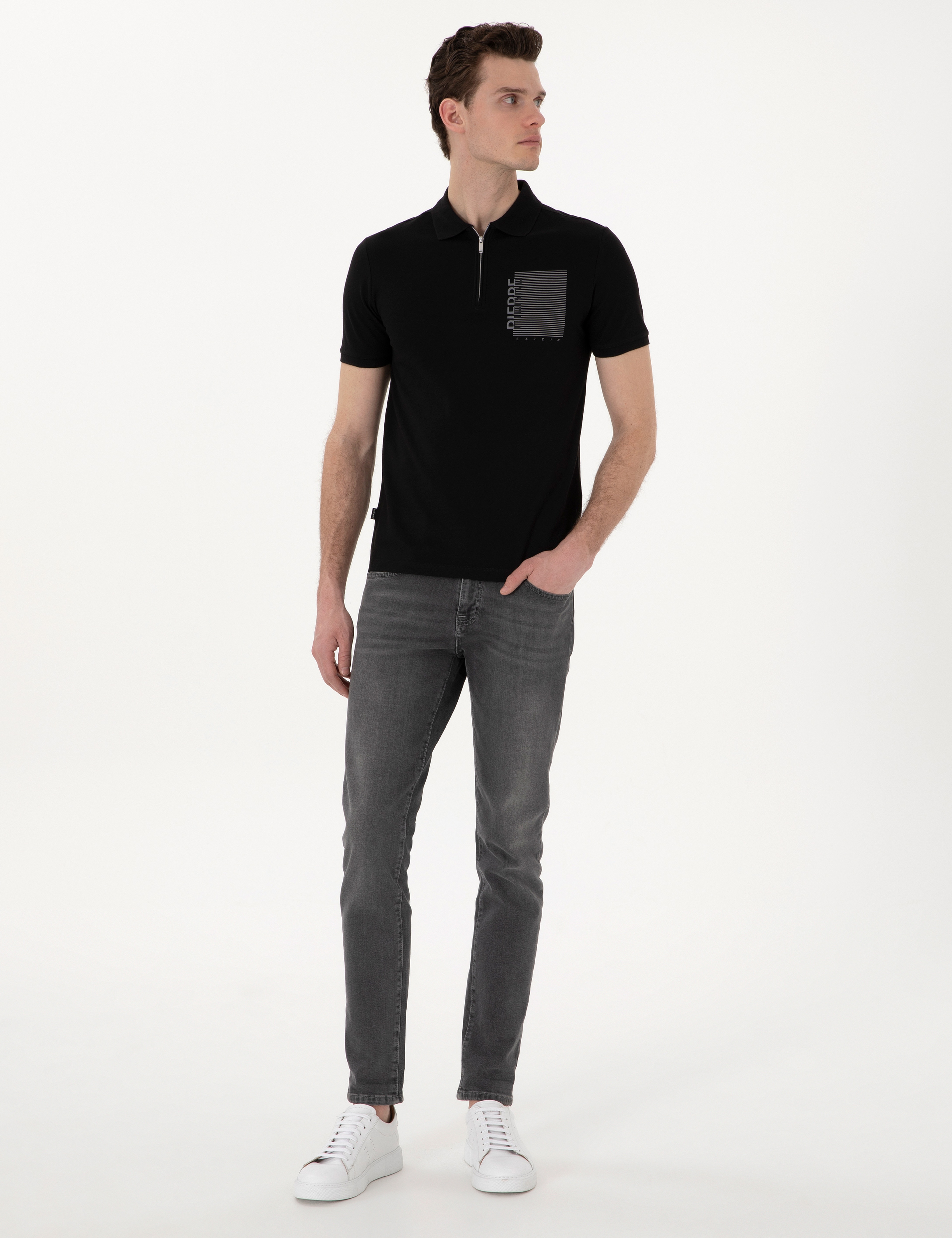 Siyah Slim Fit Polo Yaka Tişört