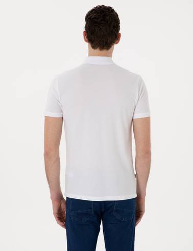 Beyaz Slim Fit Polo Yaka Tişört