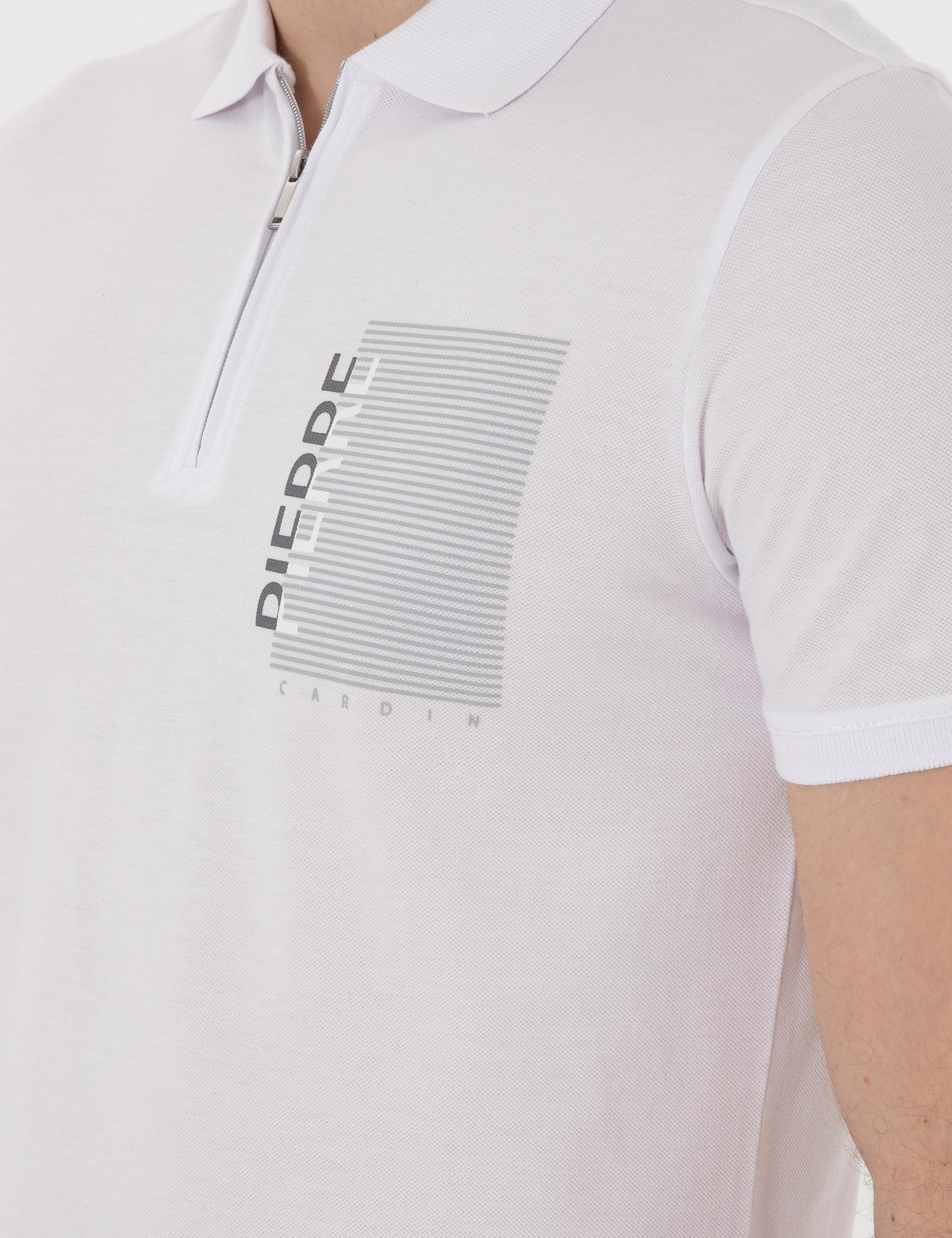 Beyaz Slim Fit Polo Yaka Tişört