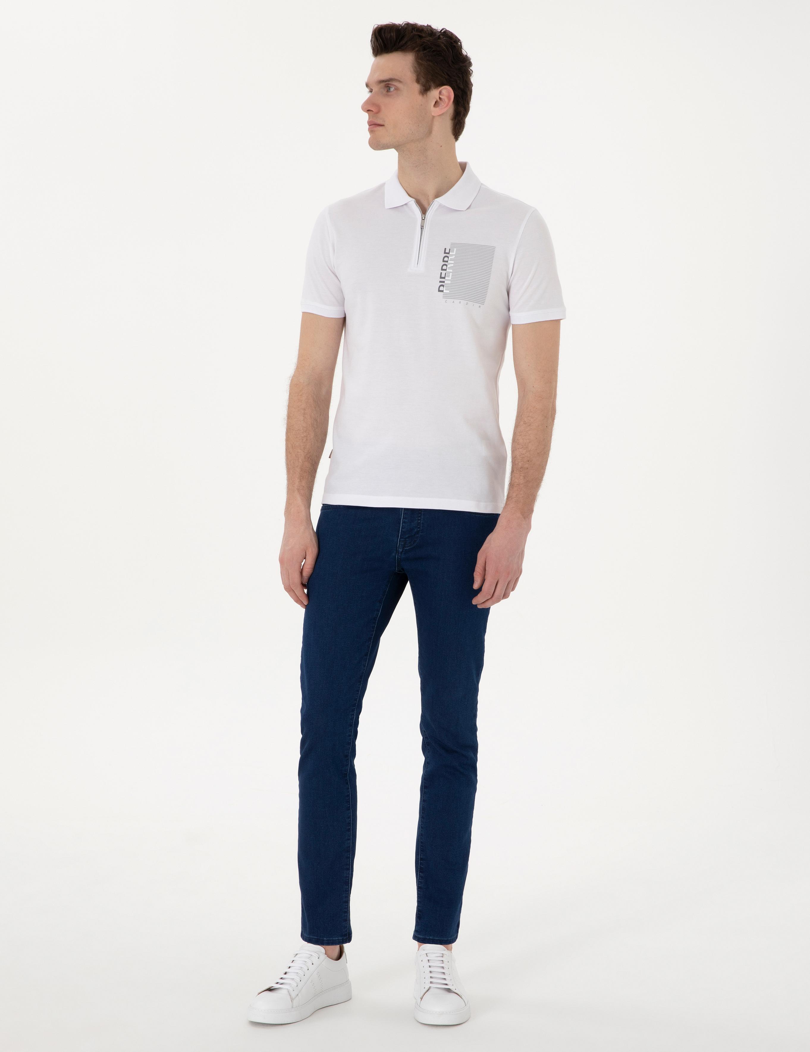 Beyaz Slim Fit Polo Yaka Tişört